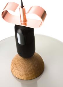 Il Fanale N3D1O Bon Ton, růžové závěsné svítidlo s prvky dřeva a mosazi, 1x15W LED E27, prům. 40cm