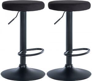 2x Barová židle Ponte - samet, černý rám - Černá