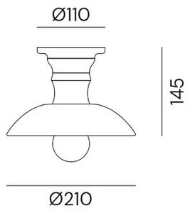 Il Fanale 064.02.OC Mini, stropní svítidlo v kombinaci bílé keramiky a mosazi, 1x15W, prům. 21cm