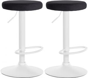 2x Barová židle Ponte - samet, bílý rám - Černá