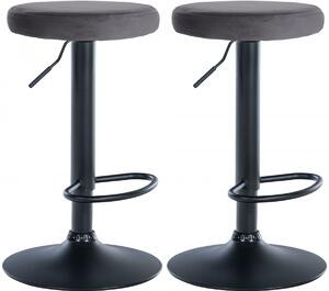 2x Barová židle Ponte - samet, černý rám - Tmavě šedá