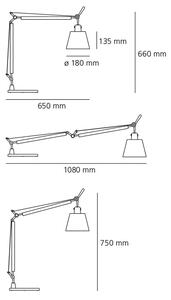 Artemide Designová stolní lampa Tolomeo Basculante, 1xE27 Barva: Pergamenový difuzor, Základna: Klip