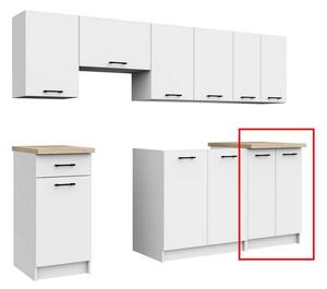 Kuchyňská skříňka dolní s pracovní deskou KOSTA S80 2D, 80x85,5x46/60, bílá/sonoma