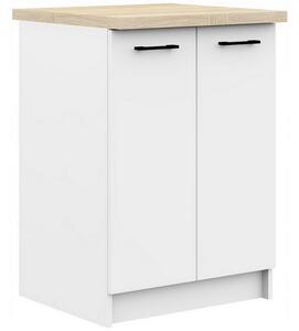 Kuchyňská skříňka dolní s pracovní deskou KOSTA S60 2D, 60x85,5x46/60, bílá/sonoma