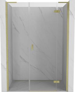 Mexen Mist-H L sprchové dveře pravé 145 cm, průhledné, zlaté kartáčované - 8A5L-145-001-55-00-P