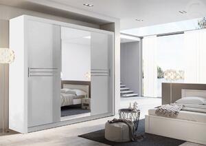 Moderní šatní skříň v elegantní bílé barvě se zrcadlem KN344
