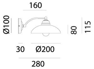 Il Fanale 082.17.OV Country, rustikální nástěnná lampa z mosazi a benátského skla, 1x10W LED E14, prům. 20cm