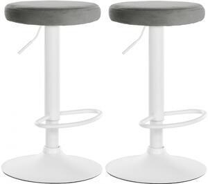 2x Barová židle Ponte - samet, bílý rám - Šedá