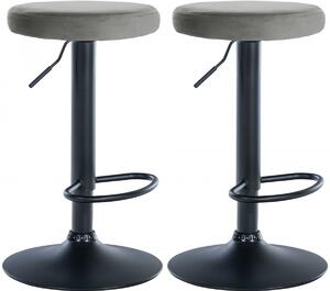 2x Barová židle Ponte - samet, černý rám - Šedá