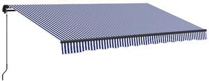 Skládací balkonová markýza Outsunny s ručním kličkou, 400 x 300 cm, UV30+ sluneční markýza s úhlem 45-85°, voděodolná markýza pro balkon, nástěnná úpr