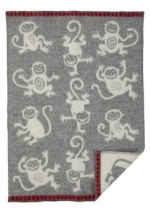 Vlněná dětská deka Monkey grey 65x90, Klippan Švédsko Světle šedá