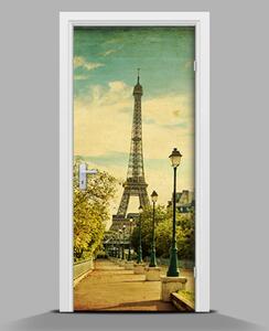 Samolepící nálepka na dveře Eiffelova věž retro wallmur-pl-f-75231588