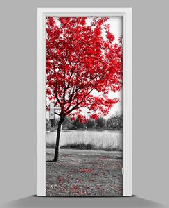 Nálepka fototapeta na dveře Červený strom wallmur-pl-f-76838967