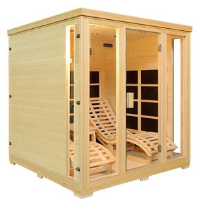 Infračervená sauna/ tepelná kabina Billund s dvojitým topným systémem a dřevem Hemlock