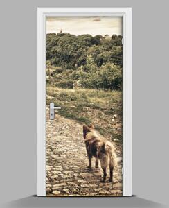 Nálepka fototapeta na dveře Pes v horách wallmur-pl-f-84885891