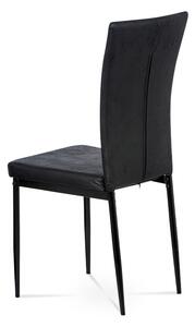Jídelní židle, černá látka imitace broušené kůže, kov černý mat AC-9910 BK3