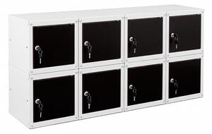 8x Uzamykatelná kovová skříňka Trestles SKM 250x250x250, černá dvířka