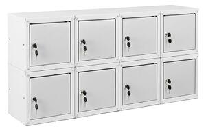 8x Uzamykatelná kovová skříňka Trestles SKM 250x250x250, světle šedá dvířka SKM25