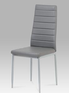 Autronic - Jídelní židle, koženka tm. šedá / šedý lak - DCL-117 GREY