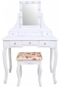 Toaletní stolek TL-07 s LED zrcadlem Barva: Taburet ROSE