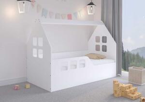 Ourbaby Woody house bed postel bez úložného prostoru - zábrana (B - pravá) 160x80 cm bílá