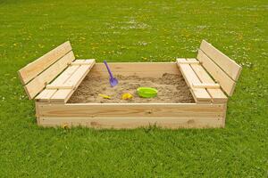 Uzavíratelné dětské pískoviště s lavičkami - 120x120 cm Closeable sand box