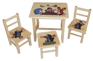 Drew-mix Dětský stůl ze dřeva se židličkami Krtek Vzor 30