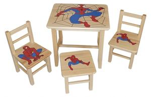 Drew-mix Dětský stůl ze dřeva se židličkami Spiderman Vzor 24