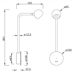 Mantra 7513 Eyes, černá nástěnná lampa k posteli s otočnou hlavou LED 6W 3000K, výška 40cm