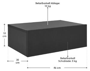 Nástěnný noční stolek 46x30x15 cm se šuplíkem, černý