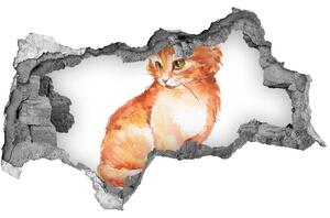 Díra 3D fototapeta nálepka Červená kočka nd-b-120895228