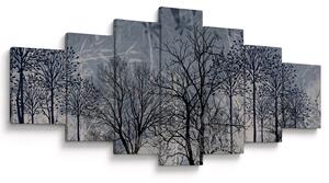Obraz - Siluety stromů s listy (210x100 cm)