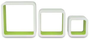 Nástěnné police krychlové 6 ks | bílé a zelené