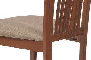 Jídelní židle dřevěná dekor třešeň a potah krémová látka BC-3940 TR3