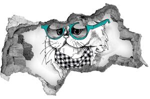 Díra 3D fototapeta nálepka Kočka v brýlích nd-b-121703839