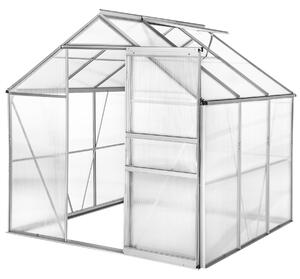 Tectake Skleník z hliníku, odolný vůči UV záření, 185x190x195cm - průhledná