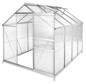 Tectake Skleník z hliníku se základem, 185x250x195cm - průhledná