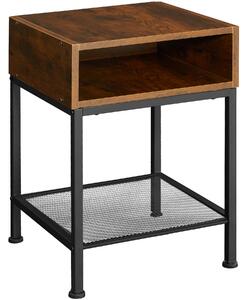 Tectake Noční stolek Harlow 40,5x40,5x59 cm - Industriální dřevo tmavé, rustikální