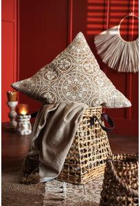 Béžovo - taupe bavlněný pléd s třásněmi - 150*180 cm