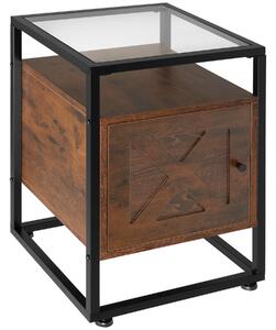 Tectake Noční stolek Kidderminster 40x43x60,5cm - Industriální dřevo tmavé, rustikální