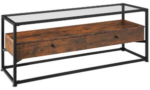 Tectake Televizní stolek Maidenhead 121,5x41,5x50,5cm - Industriální dřevo tmavé, rustikální