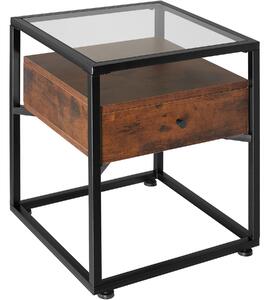 Tectake Noční stolek Preston 43x45x54,5cm - Industriální dřevo tmavé, rustikální