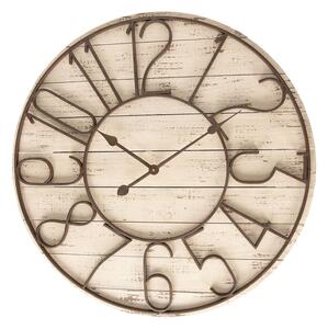 Dřevěné hodiny s kovovým ciferníkem - Ø 72*7 cm / 2*AA