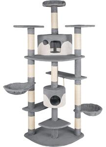Tectake Kočičí škrabadlo Nelly 204cm - šedá/bílá