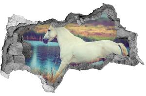 Díra 3D fototapeta nálepka Bílý kůň jezero nd-b-87150545