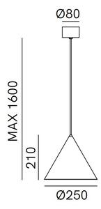 Il Fanale 286.02.EE Cone, závěsné kovové svítidlo v úpravě grafene, 1xE27 max 15W, prům. 25cm