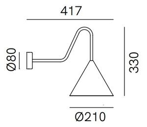 Il Fanale 286.07.EE Cone, nástěnné kovové svítidlo v úpravě grafene, 1xE14 max 10W, prům. 21cm, výška 33cm