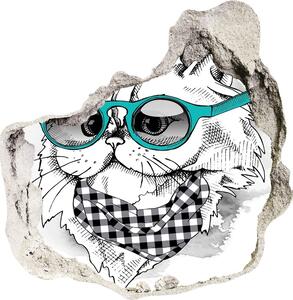 Díra 3D fototapeta nálepka Kočka v brýlích nd-p-121703839