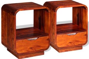Noční stolek se zásuvkou - masivní sheesham - 2 ks | 40x30x50 cm