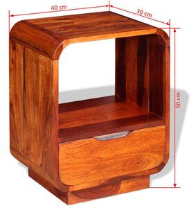 Noční stolek se zásuvkou - masivní sheesham - 2 ks | 40x30x50 cm